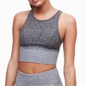 The Constant (Aritzia) Two Tone Split Back Grey Sports Bra